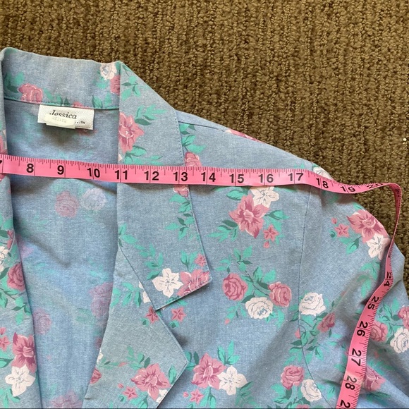 Vintage cotton denim floral print blazer M - Picture 12 of 15